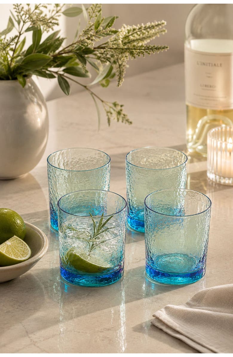 Zodax Set of 4 Aperitivo Rock Glasses, Alternate, color, Blue