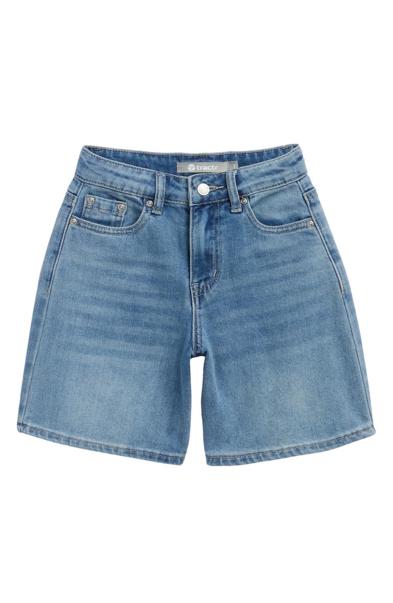 Tractr Kids' Cotton Blend Denim Shorts, Main, color, Washed Indigo