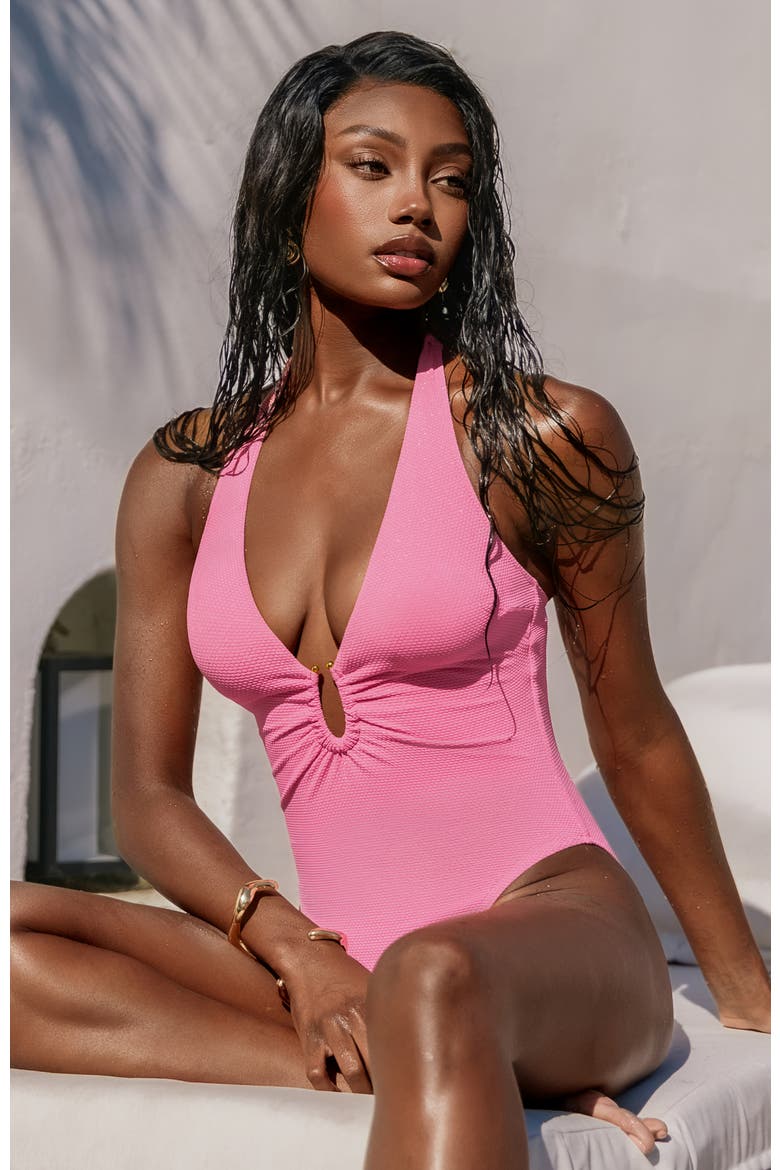 Starlight Shimmer Halter One-Piece Swimsuit, Alternate, color, Pink