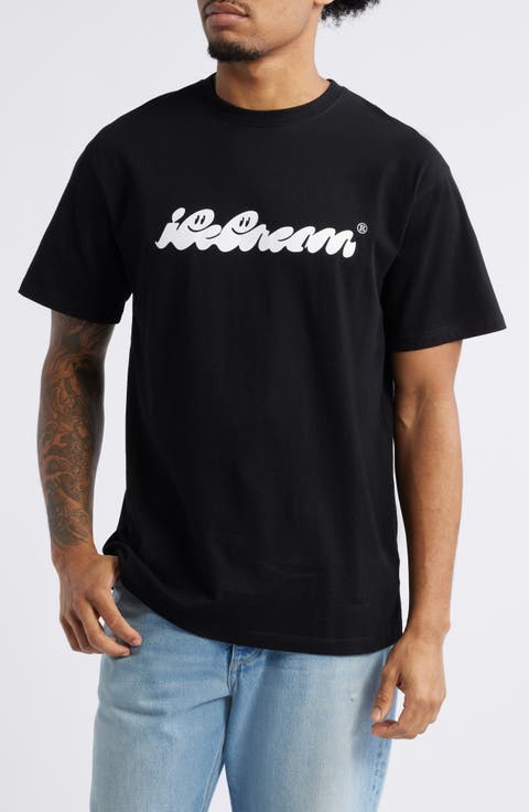 【人気商品！】ICECREAM ブラック College Tシャツ ICECREAM GROSSO T-SHIRT（Tシャツ/カットソー）｜ICECREAM