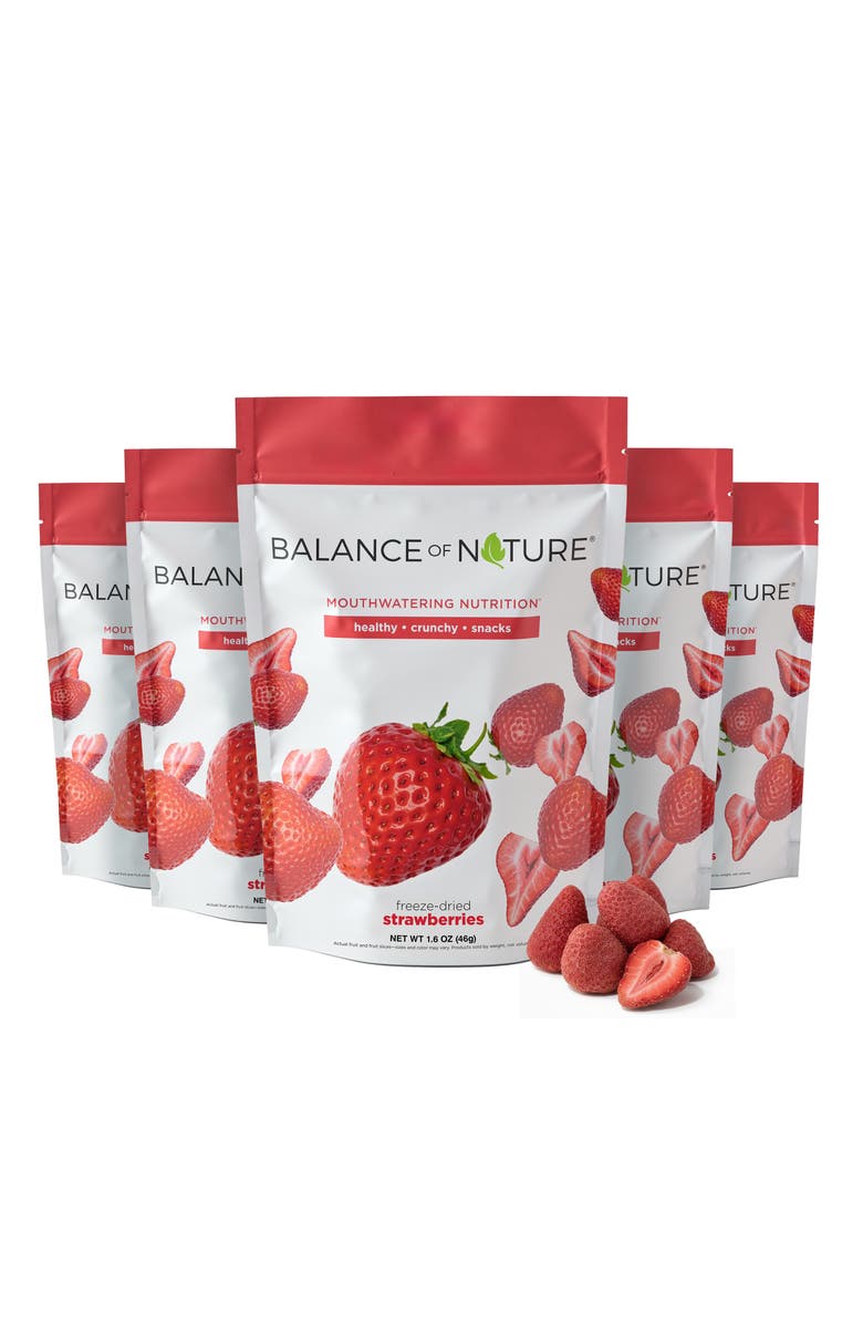 Balance of Nature Freeze Dried Strawberry Slices Real Fruit Snack Five Pack, Alternate, color, NO COLOR