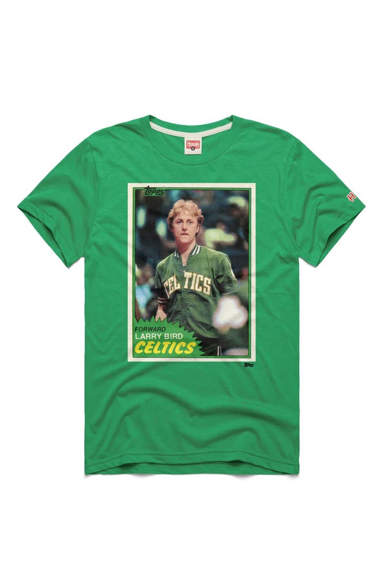 Homage Unisex Homage Larry Bird Green Boston Celtics Topps Trading Card Player Tri-Blend T-Shirt, Main, color, Green