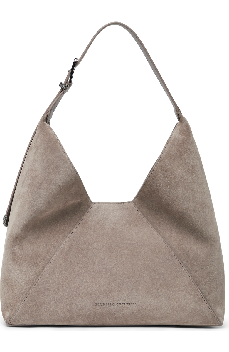 Brunello Cucinelli Suede calfskin BC Duo Hobo bag, Main, color,