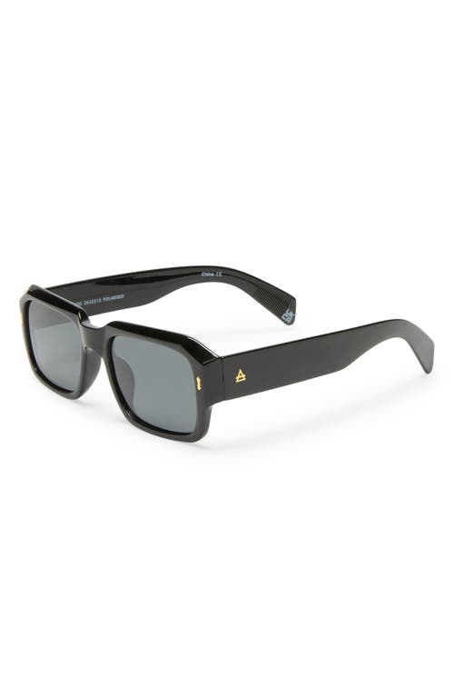 Aire Pluto 53mm Rectangular Sunglasses In Black/smoke Mono Polarized