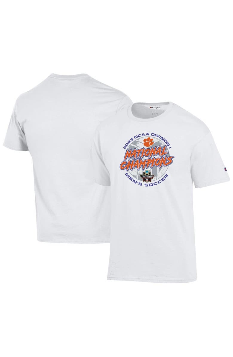 Champion Unisex Champion White Clemson Tigers 2023 NCAA Men's Soccer National Champions Locker Room T-Shirt, Main, color, White