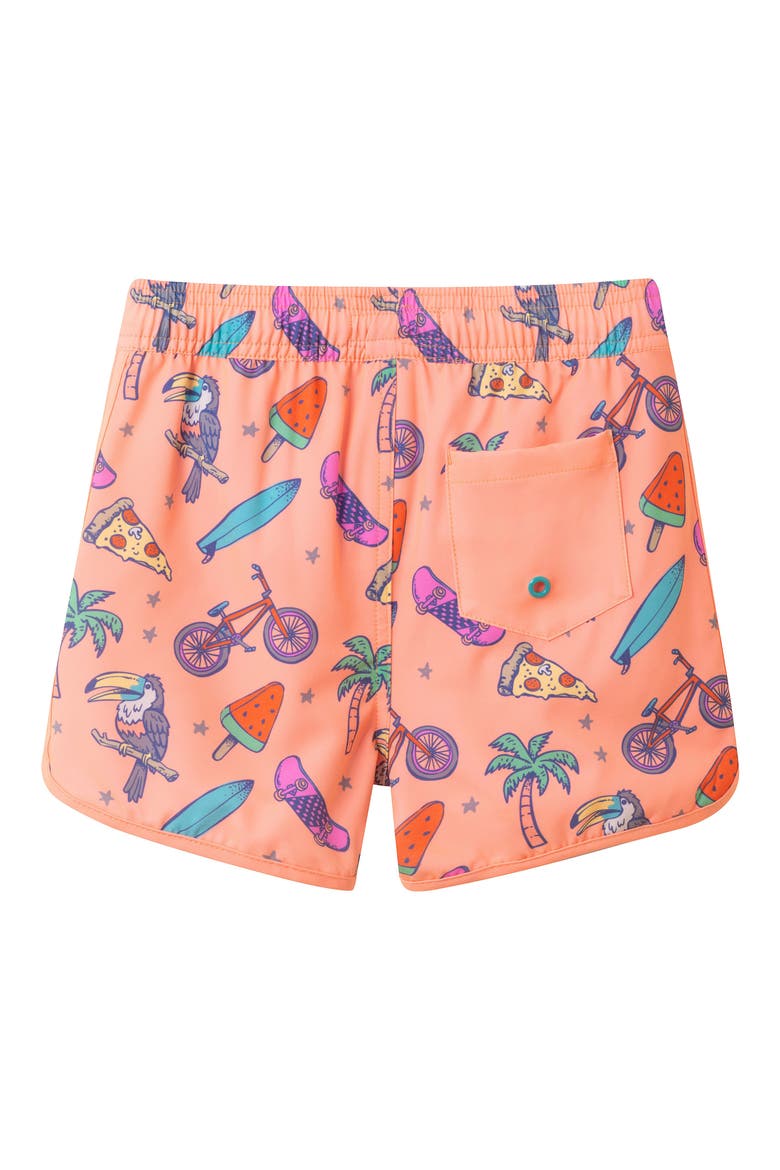 Kids' Long Sleeve Rashguard & Shorts Set, Alternate, color, ORANGE PALM