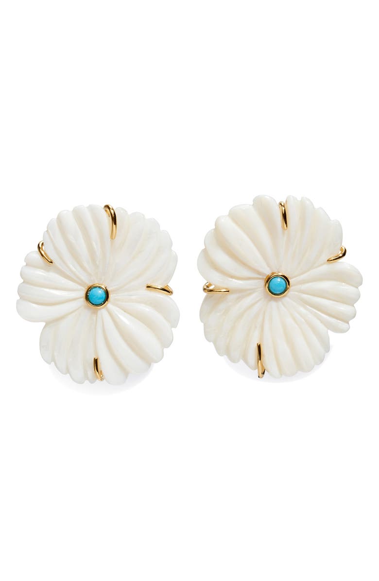 Lizzie Fortunato New Bloom Mother-of-Pearl Stud Earrings, Main, color, White