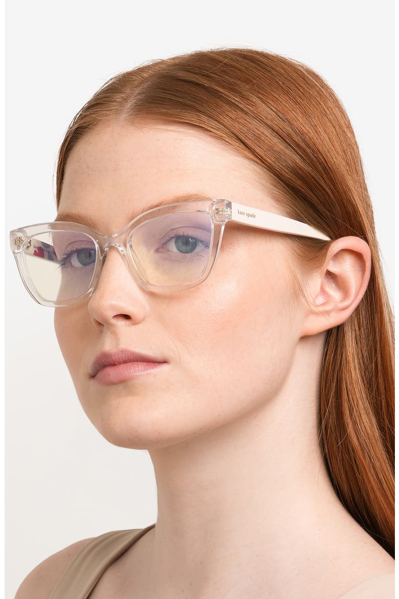 joanie 52mm blue light blocking cat eye reading glasses, Alternate, color, CRYSTAL