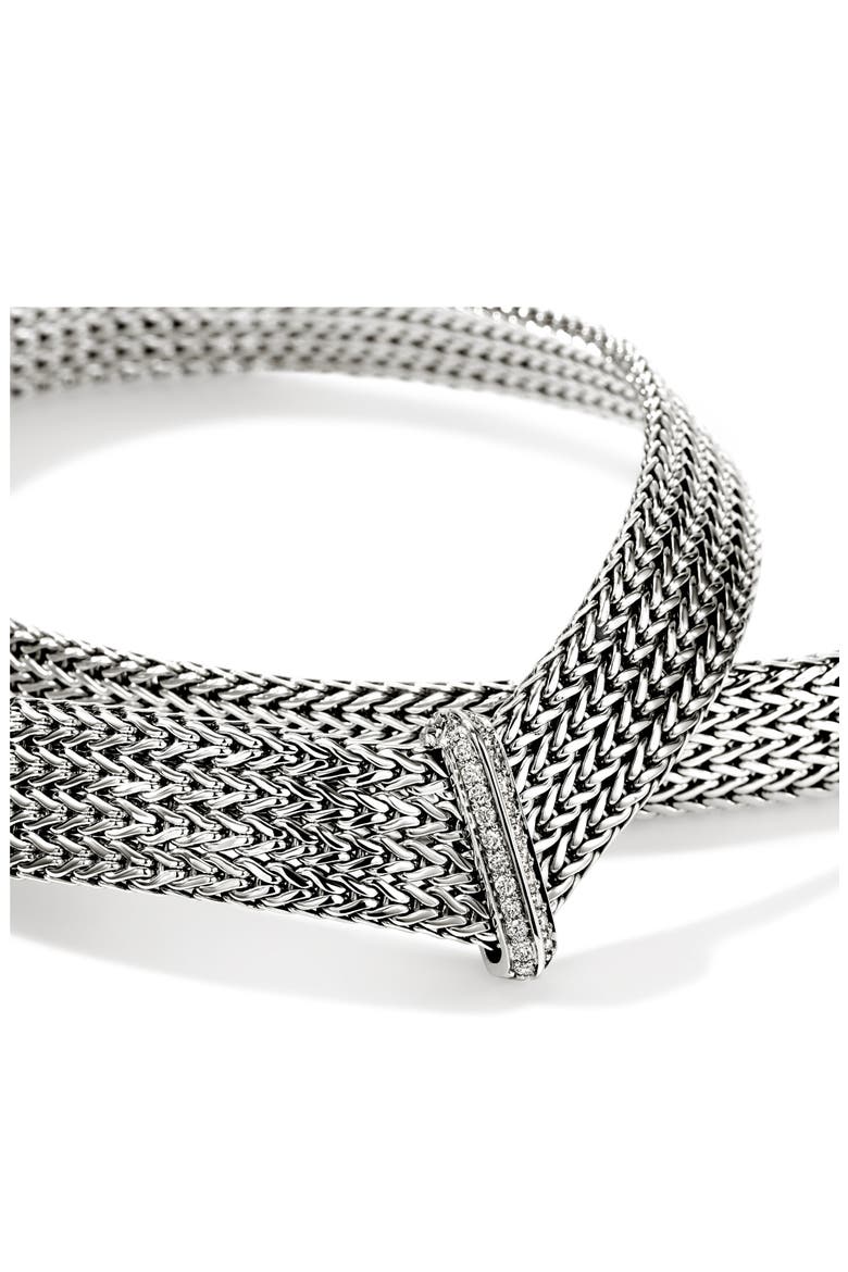 Icon Link Pavé Diamond Necklace, Alternate, color, SILVER