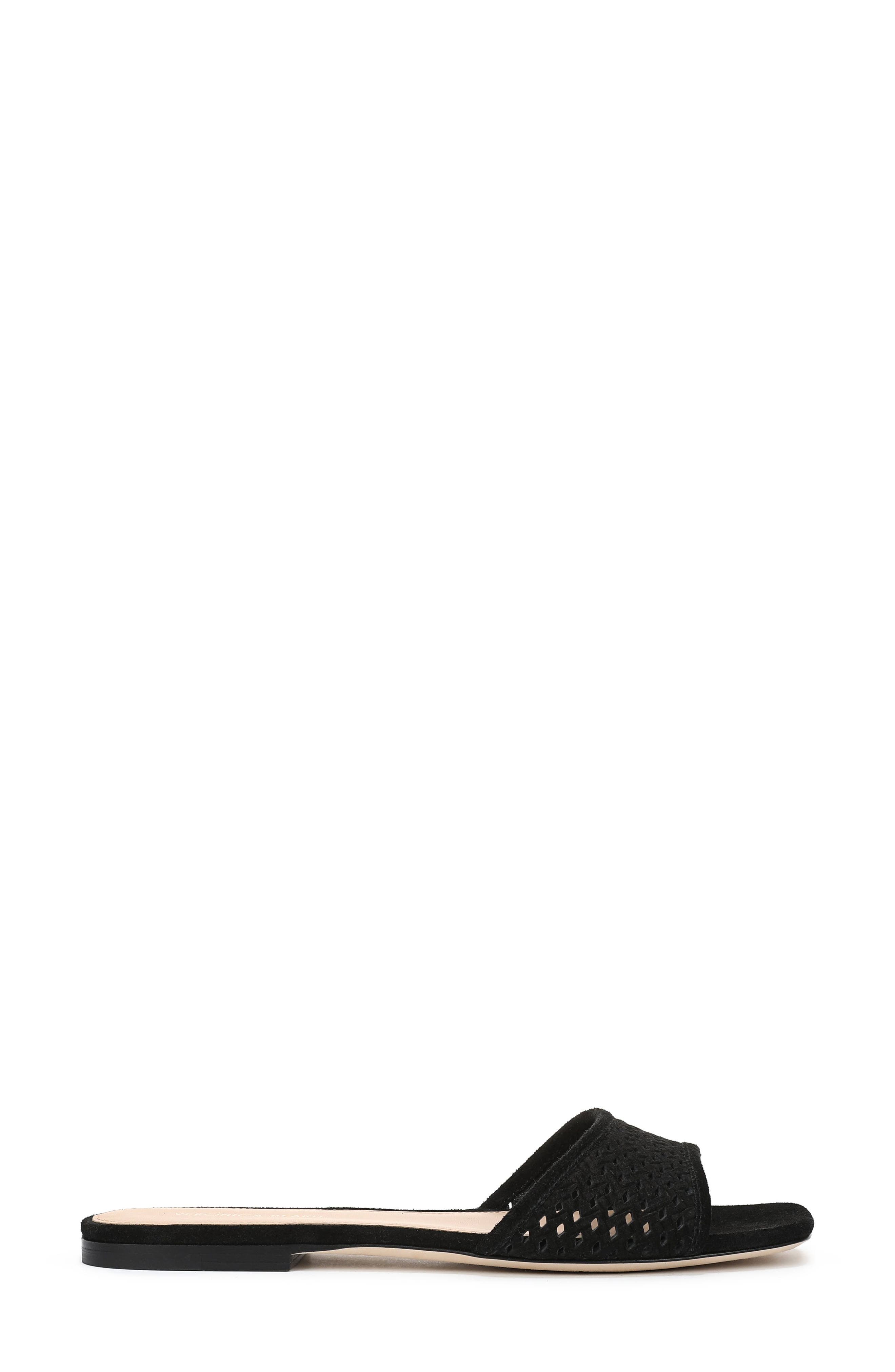 Myla Perforated Slide Sandal, Alternate, color, BLACK