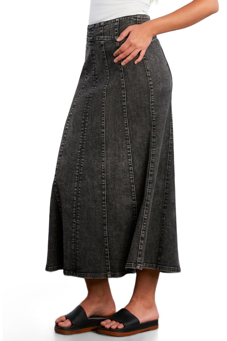 Bellas Denim Midi Skirt, Alternate, color, SOFT GREY