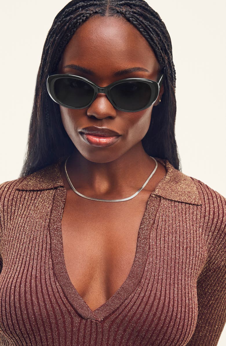 QUAY On Brand 55mm Round Sunglasses, Alternate, color, Black/ Smoke