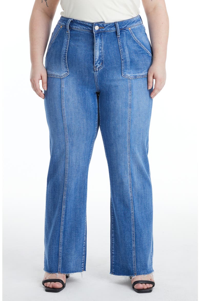 Jess Raw Hem Seamed High Waist Straight Leg Jeans, Main, color, BLUE LOVER