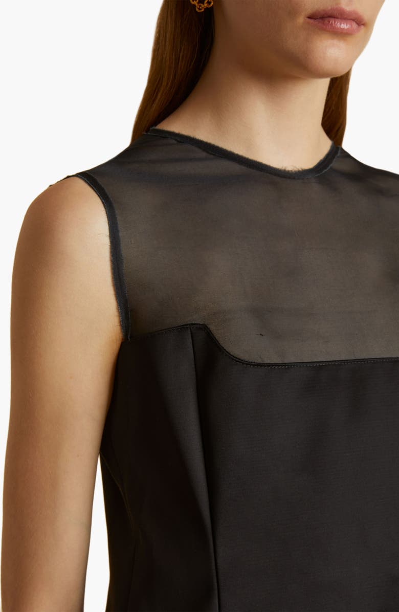 Khaite Sasmo Mixed Media Cotton Blend Top, Alternate, color, Black