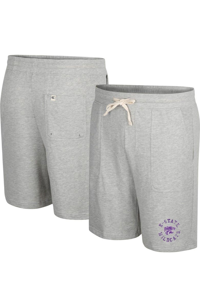 COLOSSEUM Men's Colosseum Heather Gray Kansas State Wildcats Love To Hear This Terry Shorts, Main, color, 