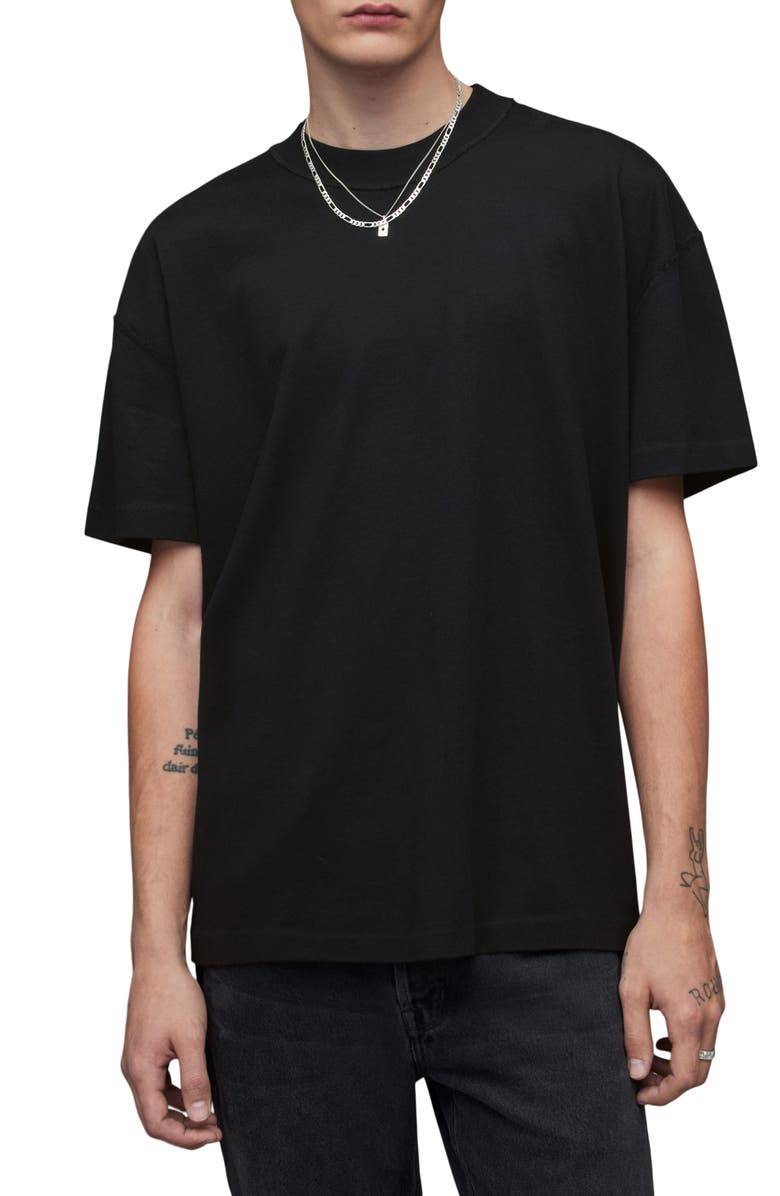 AllSaints Isac Cotton T-Shirt, Main, color, Jet Black
