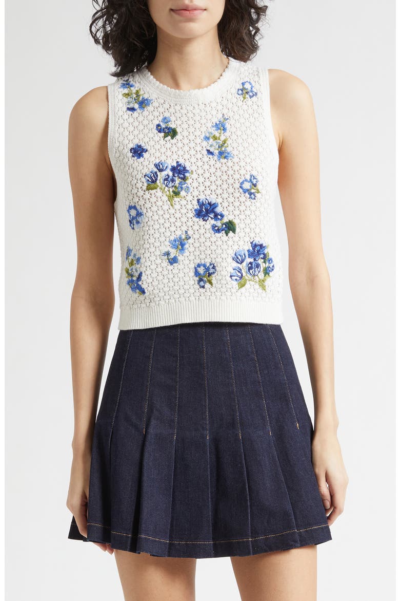 Amity Floral Embroidered Wool Blend Sweater Tank, Main, color, FLEUR DE PARIS