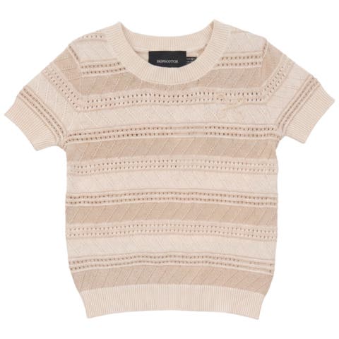 Stripe Textured Knit Embroidered Cotton Sweater (Toddler, Little Kid & Big Kid)
