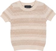 Hopscotch Stripe Textured Knit Embroidered Cotton Sweater