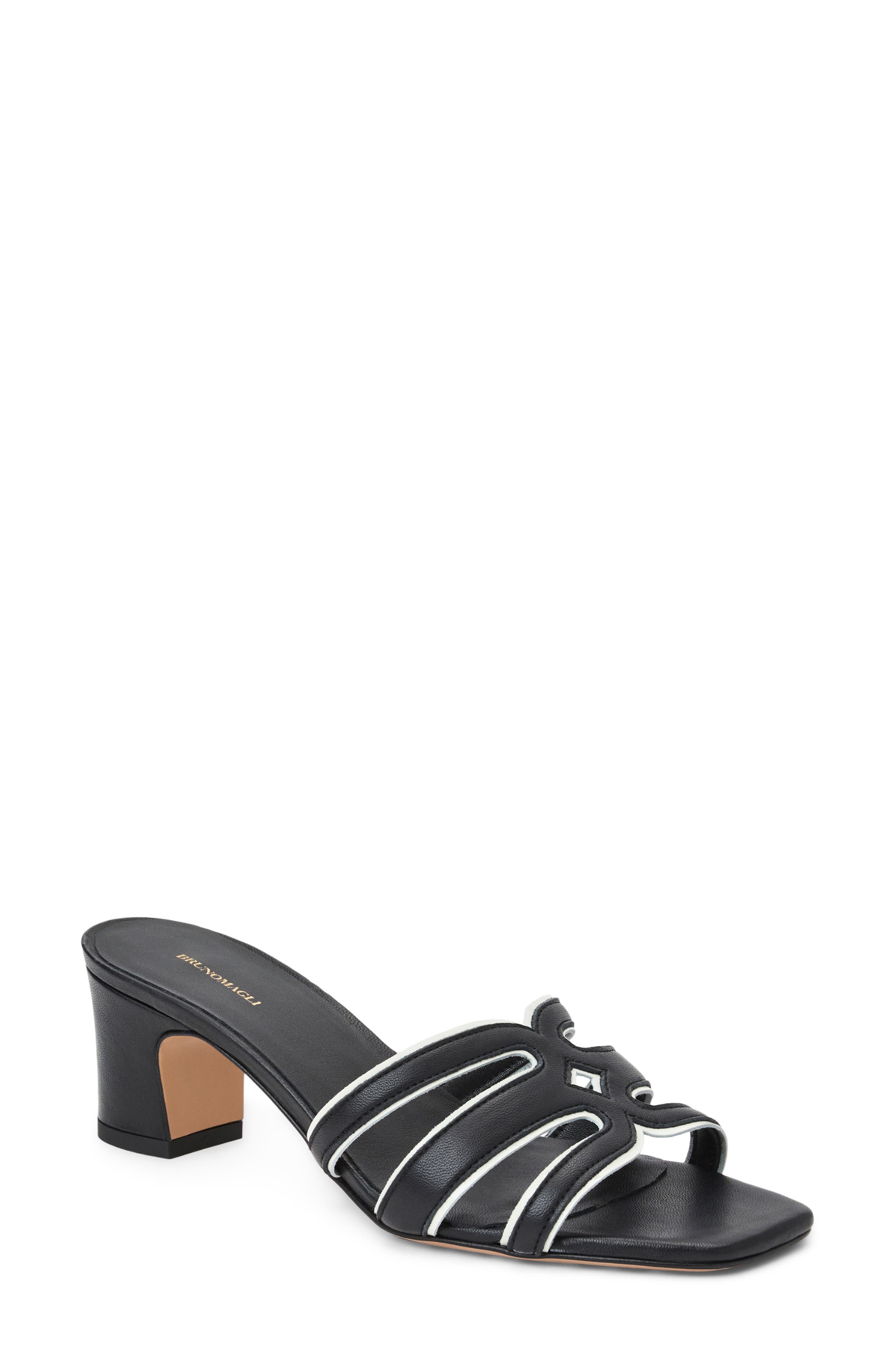 Bruno Magli Enora Slide Sandal, Main, color, Black Nappa/ Bone