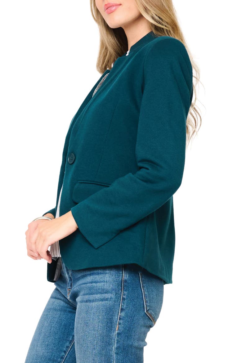 Inverted Notch Collar Cotton Blend Knit Blazer, Alternate, color, REFLECTING POND