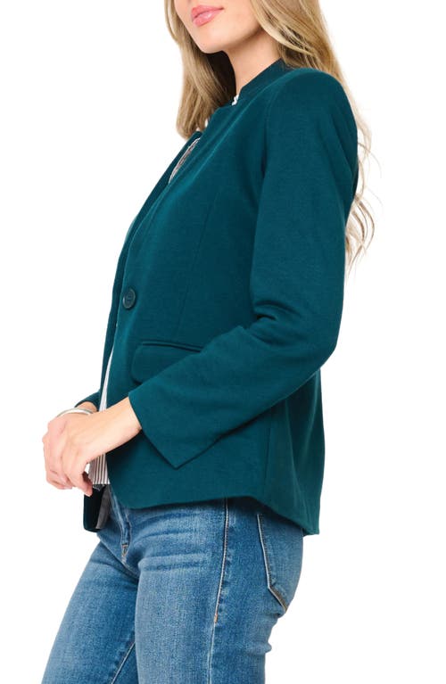 Gibsonlook Inverted Notch Collar Cotton Blend Knit Blazer In Green