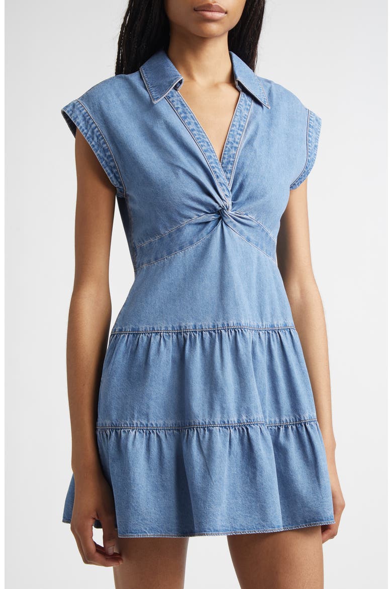 Mila Twist Denim Minidress, Alternate, color, PEYTON VINTAGE BLUE
