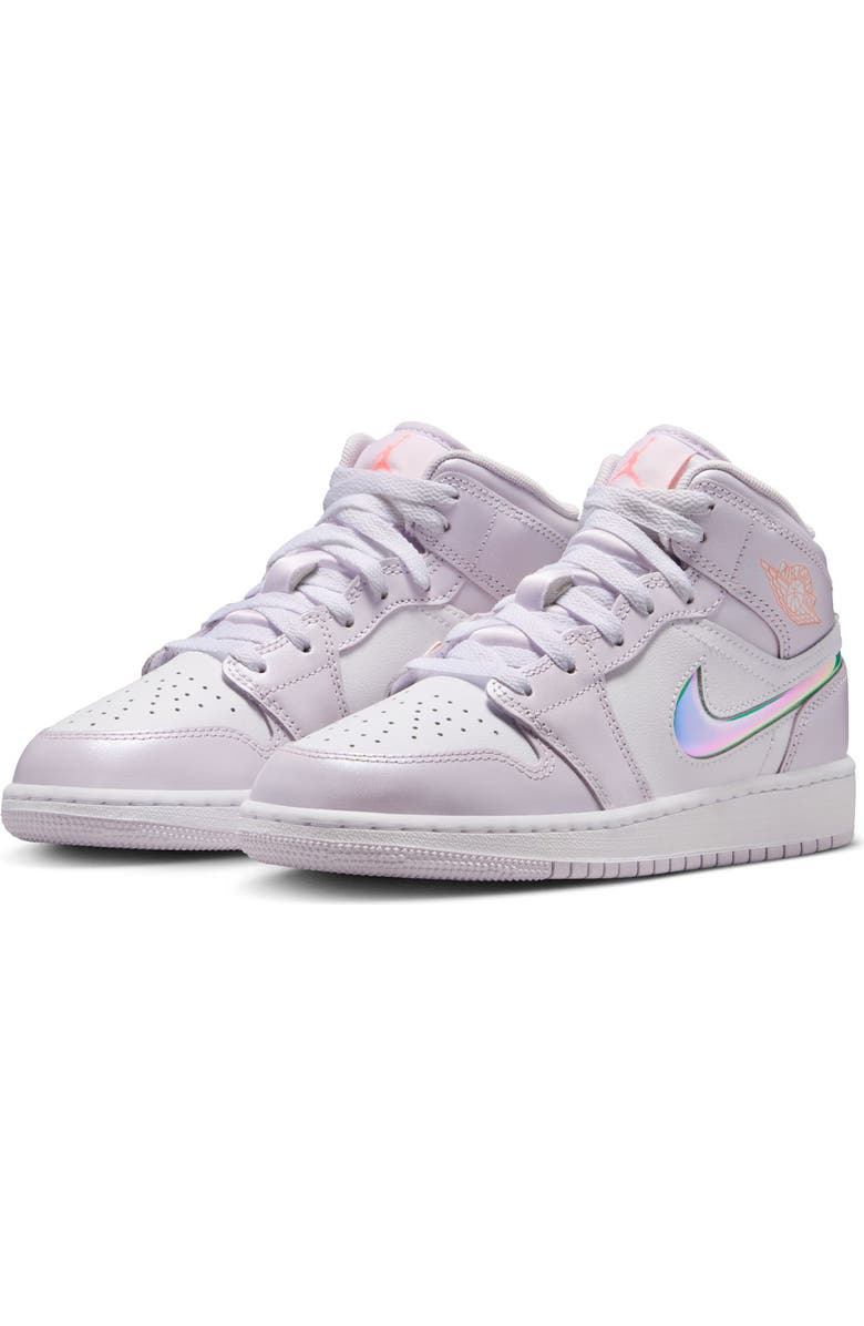 Nike Kids' Jordan 1 Mid SE Basketball Sneaker, Main, color, Barely Grape/White/Atomic Pink