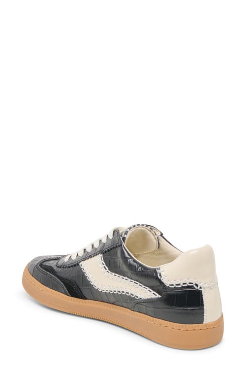 Dolce Vita Notice Stitch Sneakers Noir Croco Embossed Leather In Black