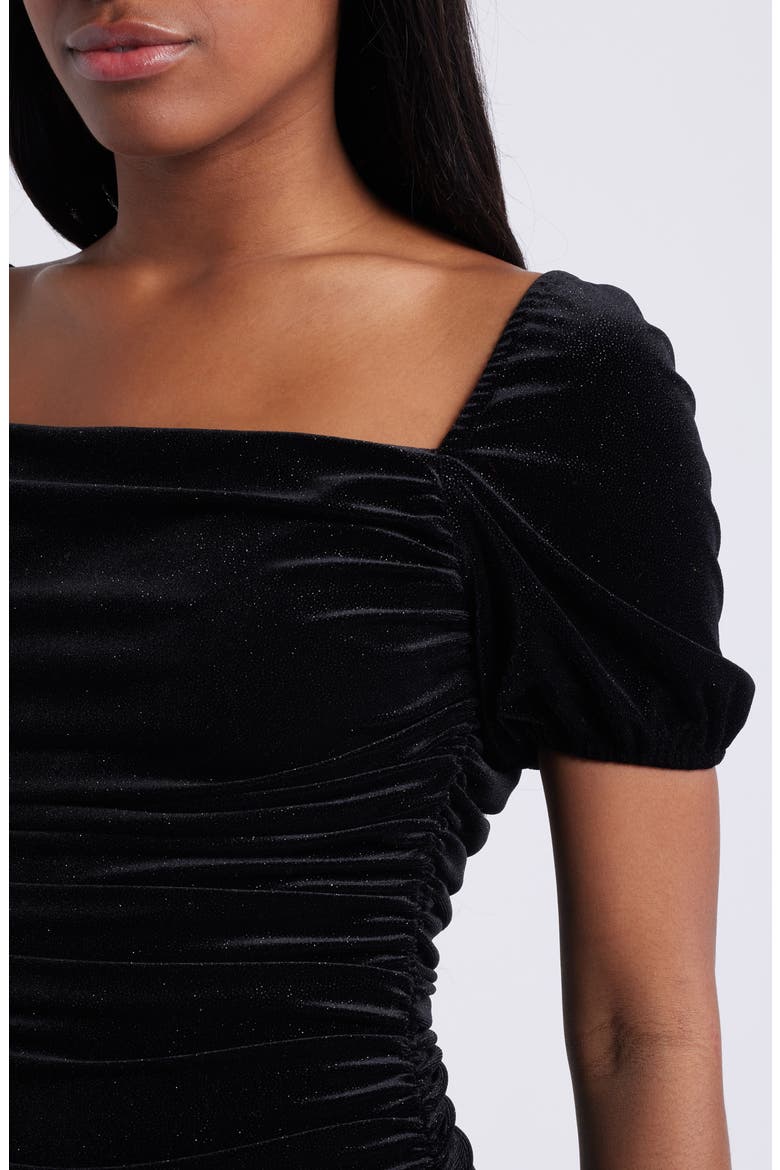 Puff Sleeve Velvet Minidress, Alternate, color, BLACK