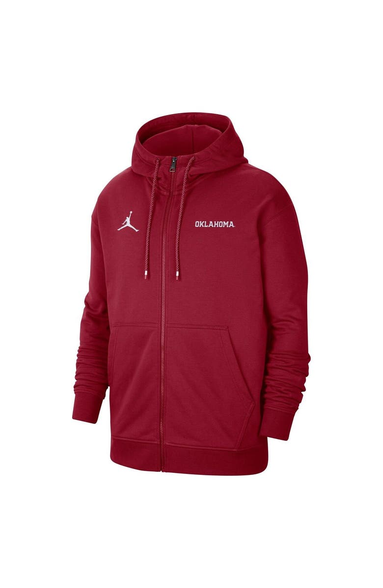 Jordan Brand Men's Jordan Brand Crimson Oklahoma Sooners Travel Fleece Full-Zip Hoodie, Alternate, color, 
