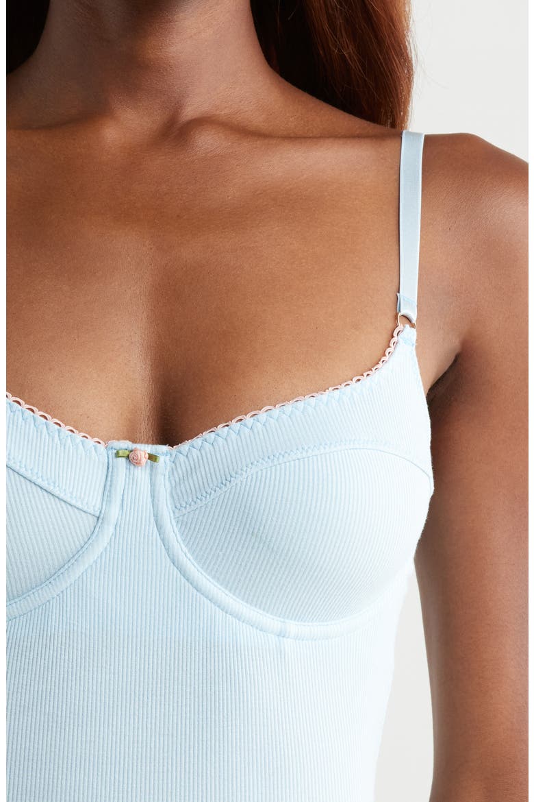 Rib Underwire Bodysuit, Alternate, color, POWDER BLUE