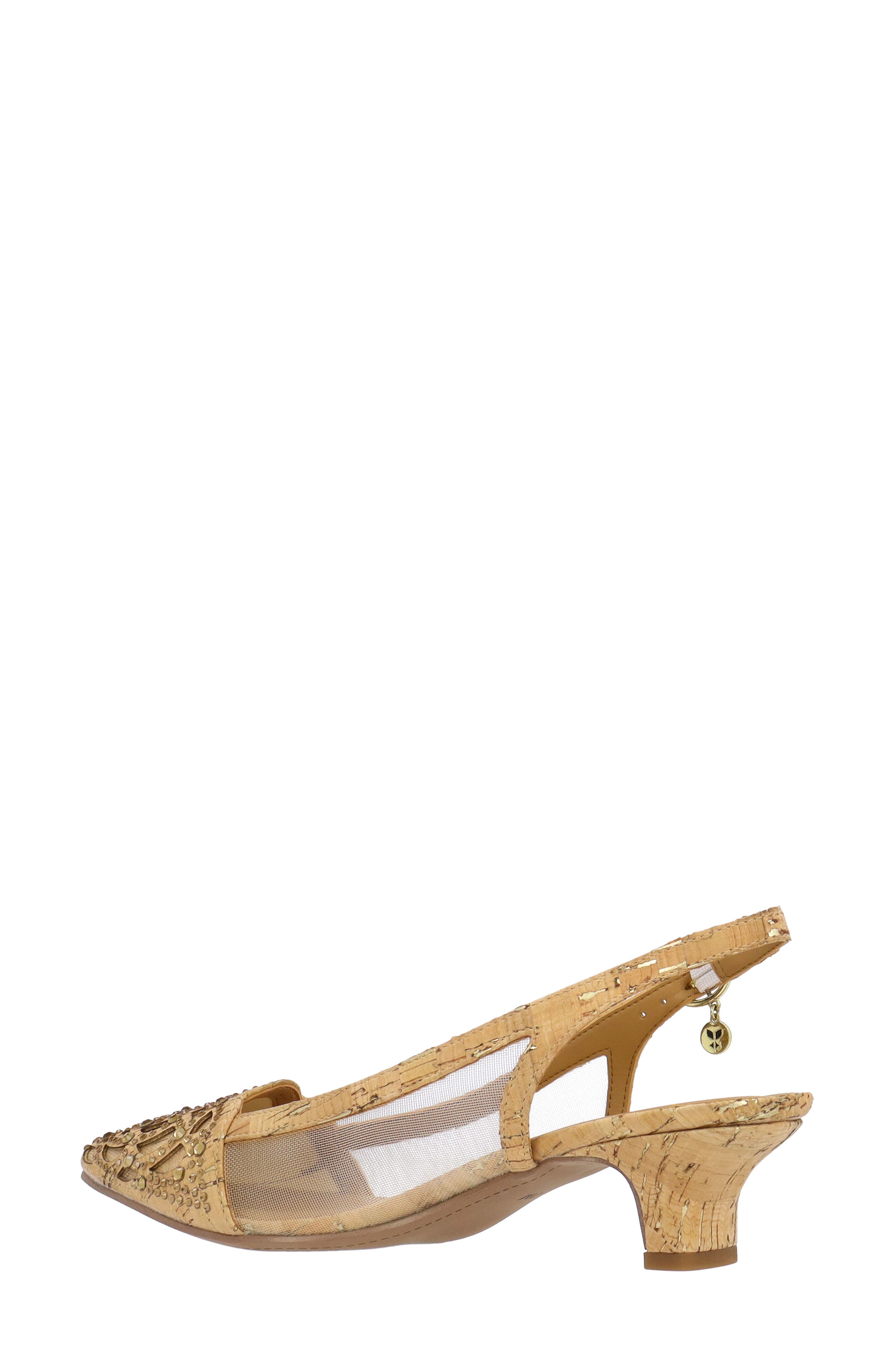 J. Reneé Elsinora Mesh Embellished Slingback Pump, Alternate, color, Natural/ Gold