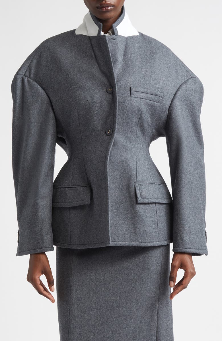 Thom Browne Nipped Waist Coat, Main, color, Dark Grey