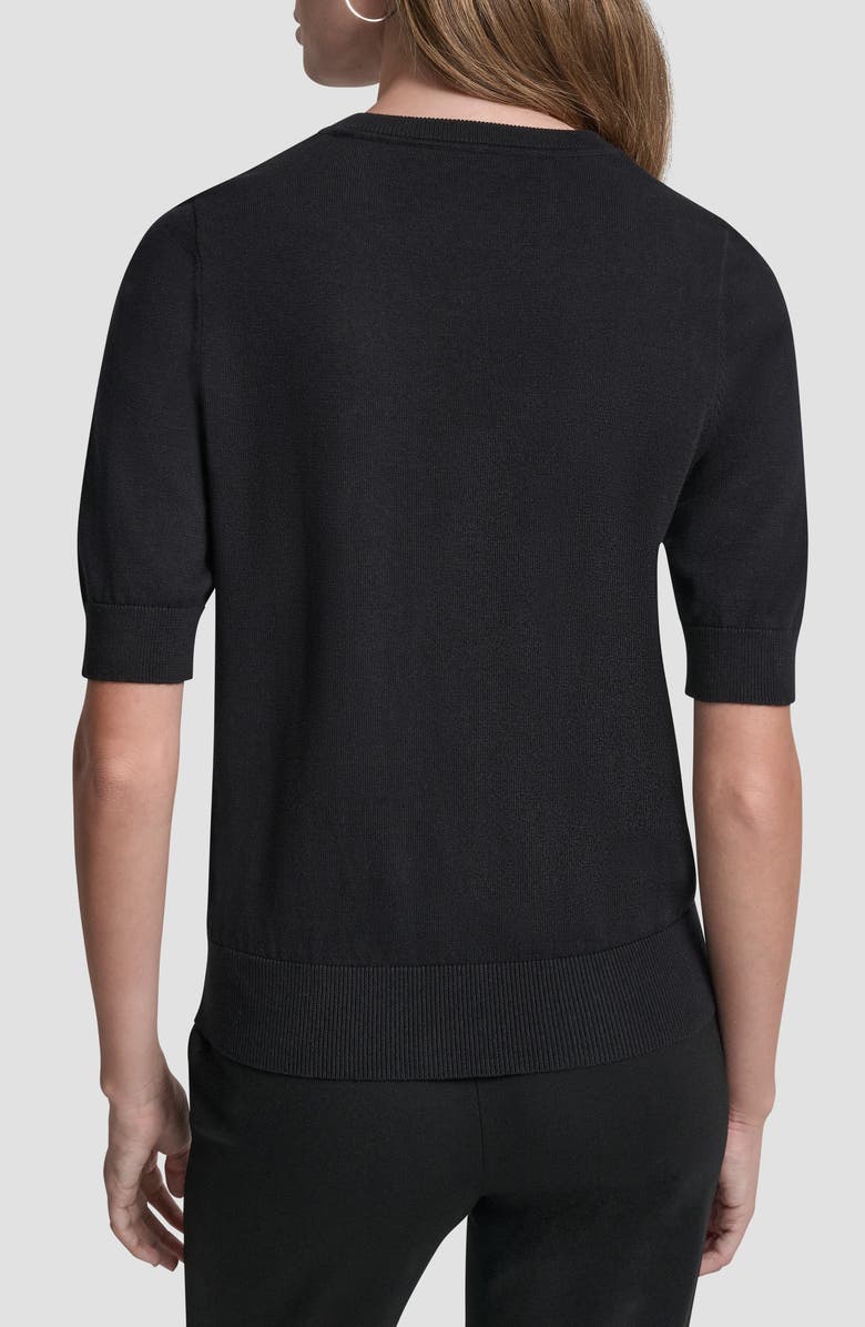 DKNY Graffiti Hearts Cotton Sweater, Alternate, color, Black/Ivory