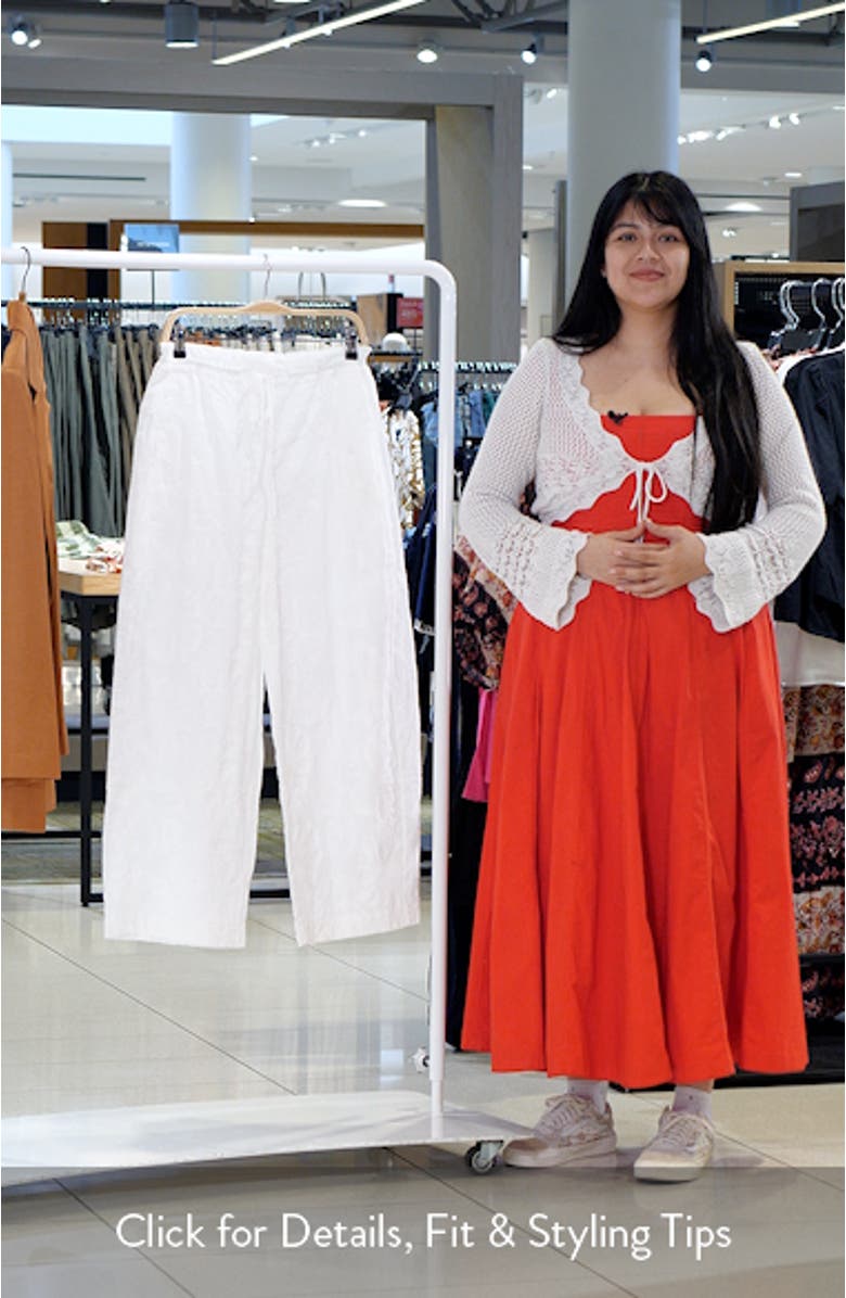 Floral Jacquard Cotton Drawstring Ankle Pants, sales video thumbnail