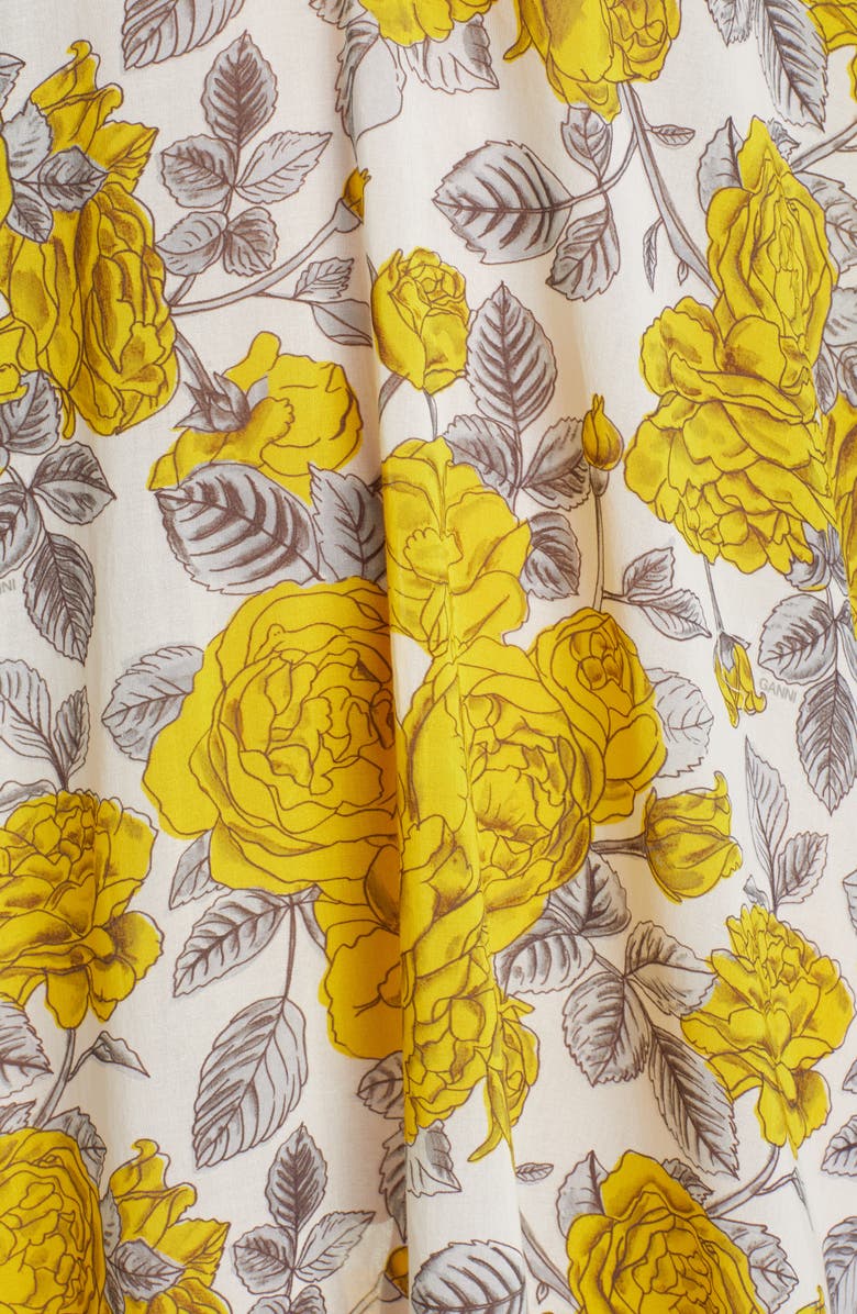 Ganni Floral Print Organic Cotton Cover-Up Dress, Alternate, color, 