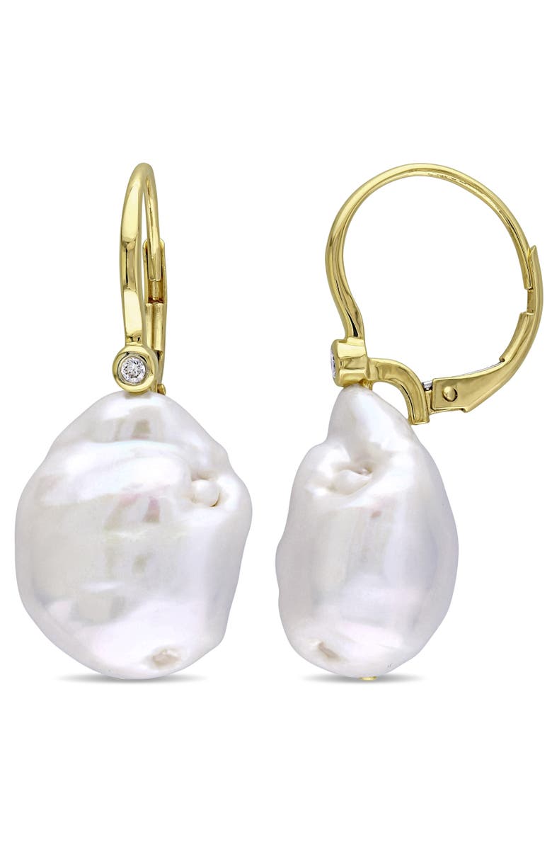 Julianna B. Cultured Pearl & Diamond Accent Earrings 14k, Main, color, 