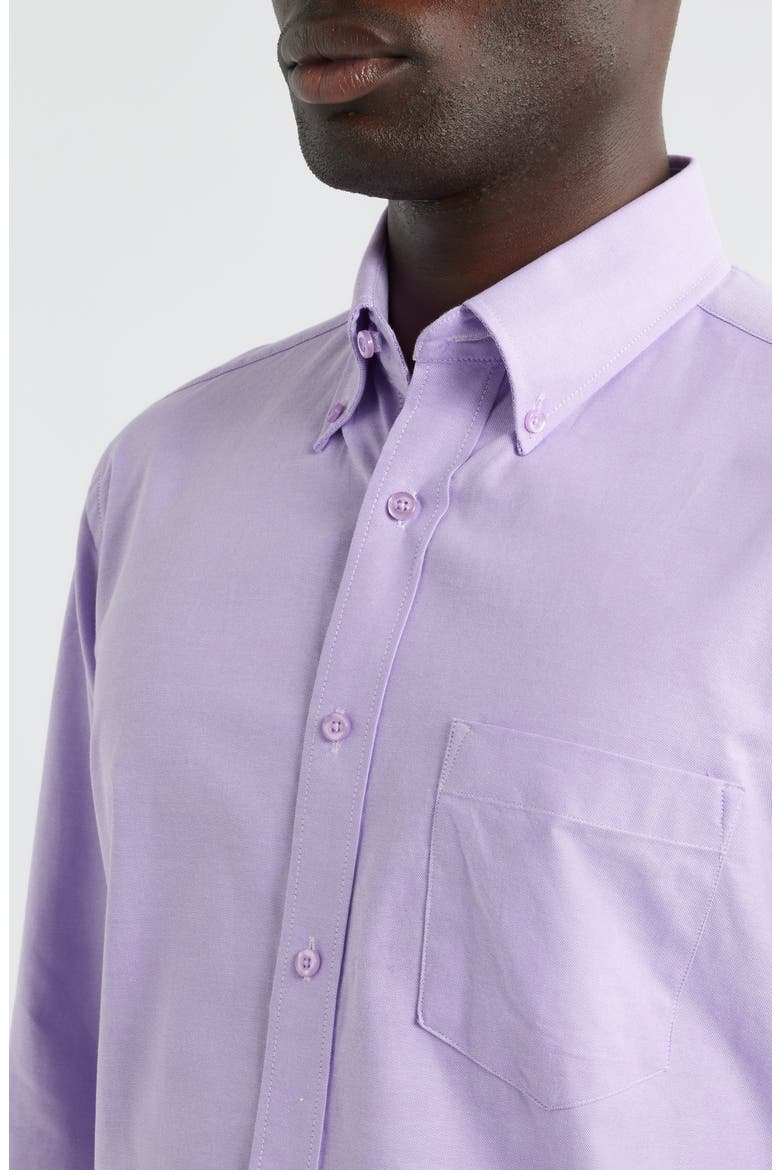 Regular Fit Lilac Purple Cotton Button-Down Oxford Shirt, Alternate, color, LILAC