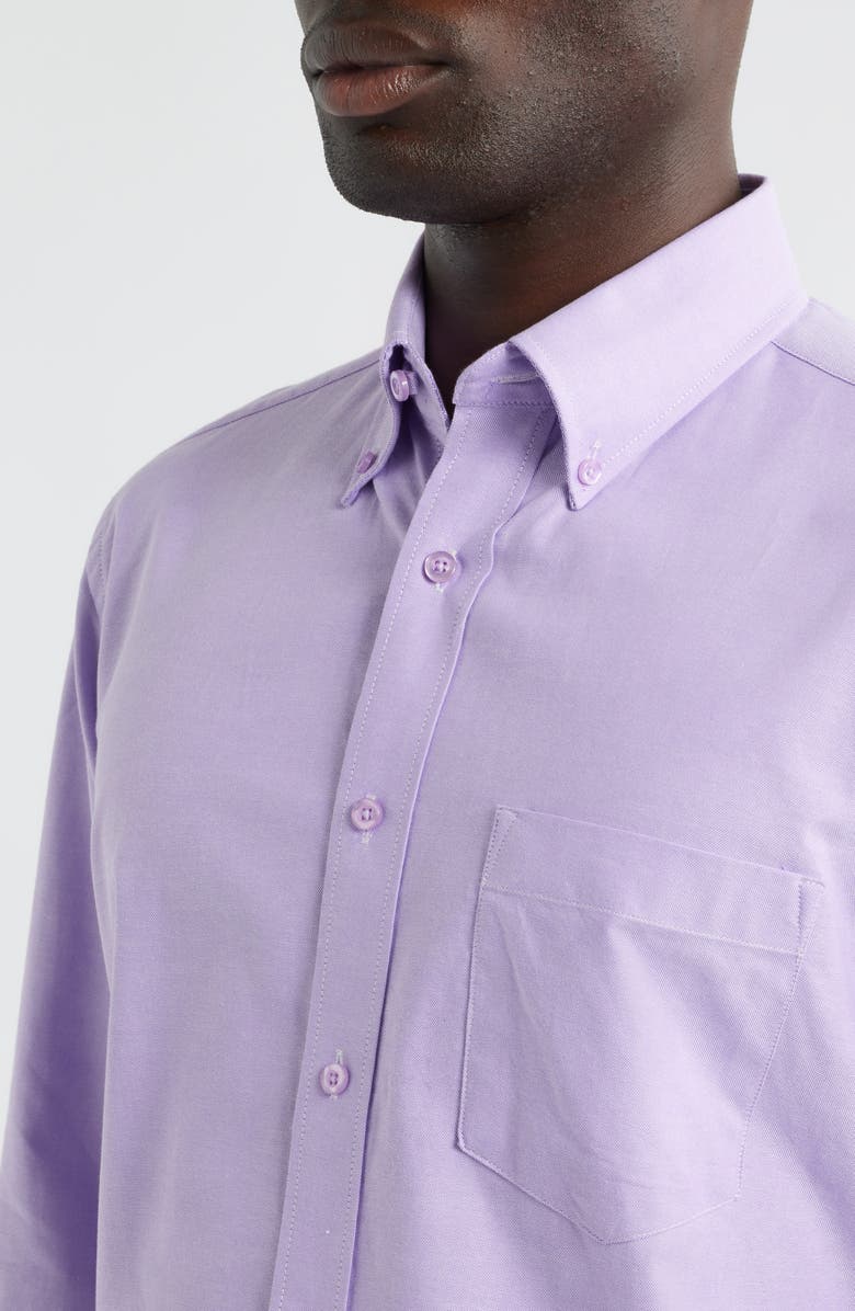 EAGLE Regular Fit Lilac Purple Cotton Button-Down Oxford Shirt, Alternate, color, Lilac