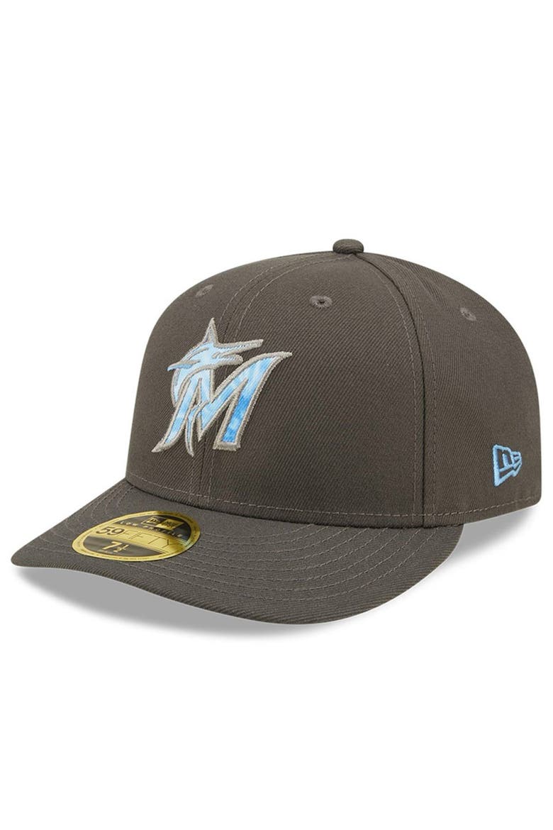 Men's New Era Graphite Miami Marlins 2022 Father's Day On-Field Low Profile 59FIFTY Fitted Hat, Main, color, Graphite
