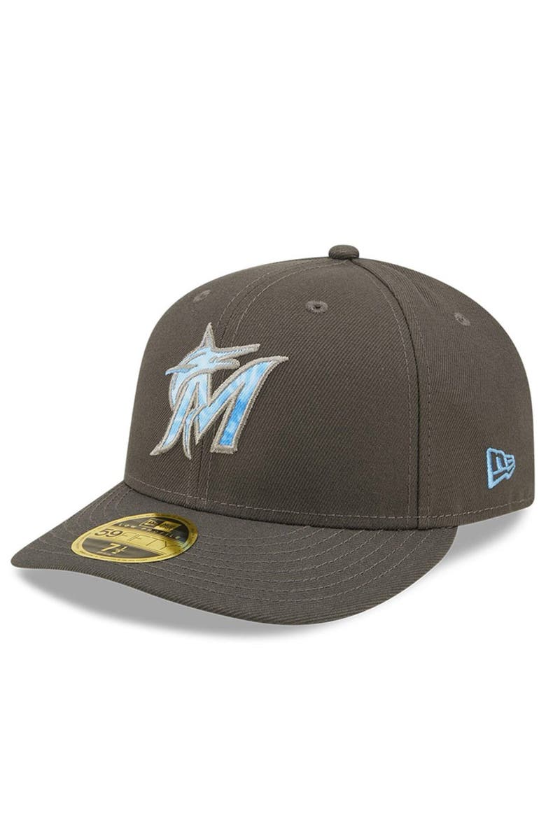 New Era Men's New Era Graphite Miami Marlins 2022 Father's Day On-Field Low Profile 59FIFTY Fitted Hat, Main, color, 