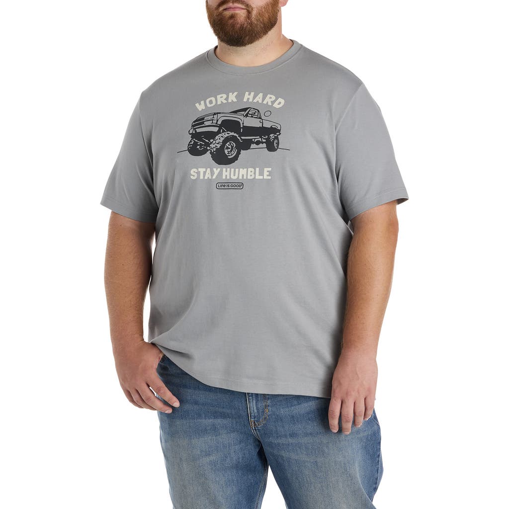 Life Is Good Big & Tall Stay Humble Truck Graphic Tee In Gray
