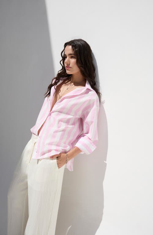 DELUC DELUC VICENZO STRIPE COTTON BUTTON-UP SHIRT 