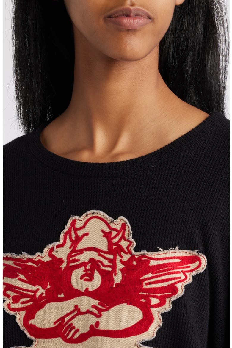Stitch Me Up Embroidered Logo Crop Top, Alternate, color, BLACK