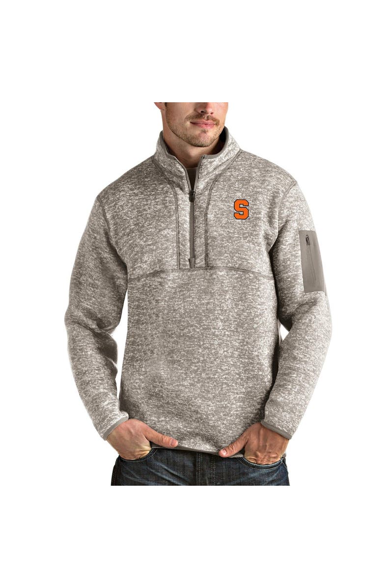 ANTIGUA Men's Antigua Oatmeal Syracuse Orange Fortune Half-Zip Pullover Jacket, Main, color, 