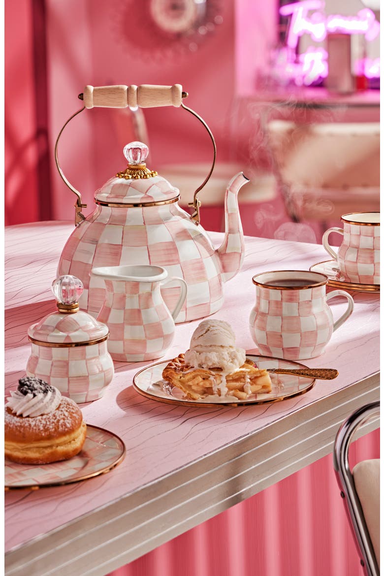 Rosy Check Lidded Sugar Bowl, Alternate, color, PINK/ WHITE