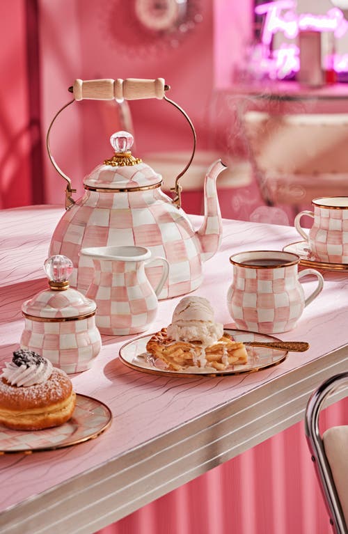 Mackenzie-childs Mackenzie Childs Rosy Check Lidded Sugar Bowl