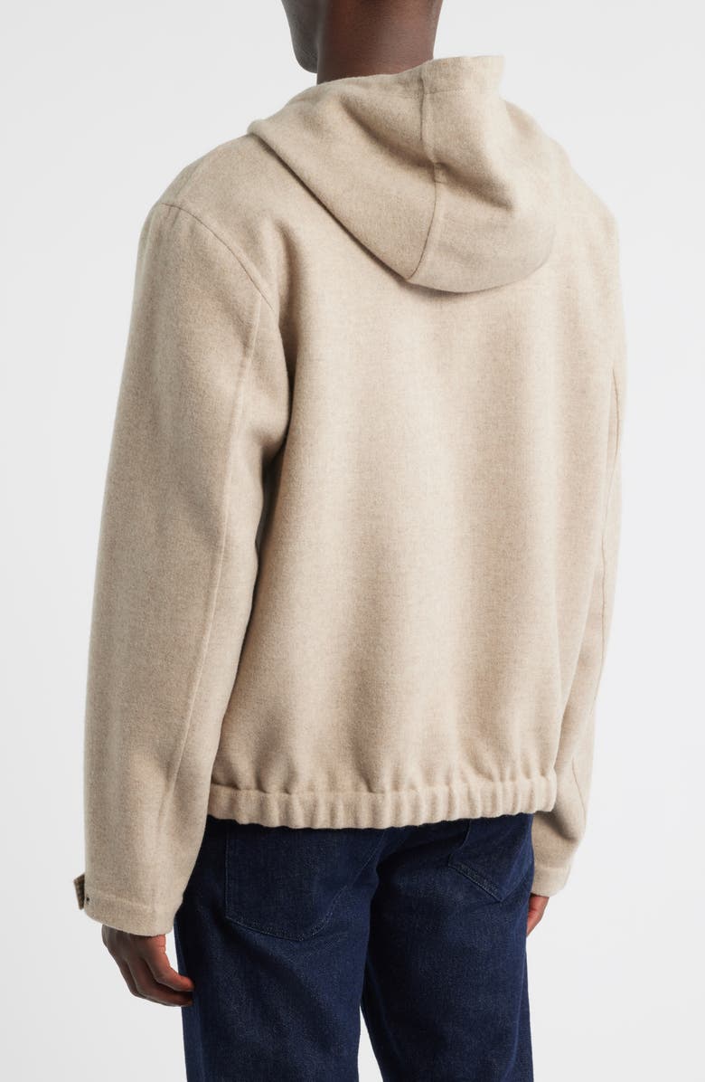 BOSS Cayro Virgin Wool & Cashmere Hooded Jacket, Alternate, color, Open Beige
