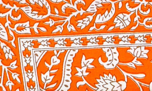 Tiramisu Set Of 4 Tangerine Twirl Block Print Napkins In Orange